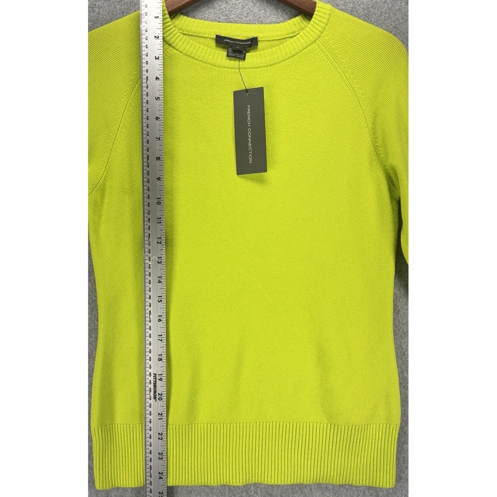 NWT French Connection Lime Punch Raglan Crew Neck Sweater L Soft Knit Neon Bold - Picture 11 of 12
